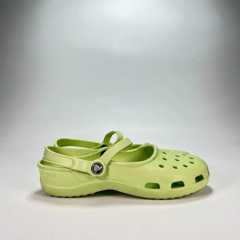 Crocs Mary Jane Clogs Green Lightweight Comfort Slip On Casual Shoes Womens Sz 8